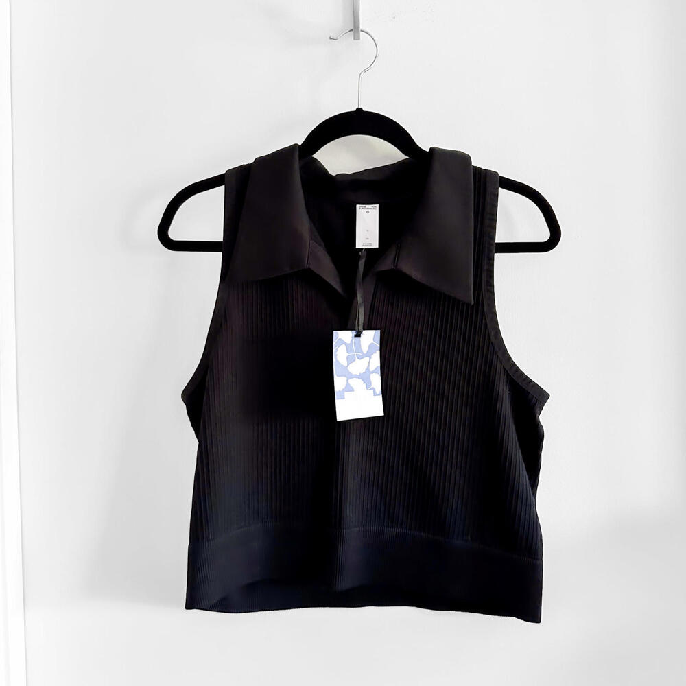 DVF for Target Black Seamless Collared Ribbed Polo Sports Bra Size XXL